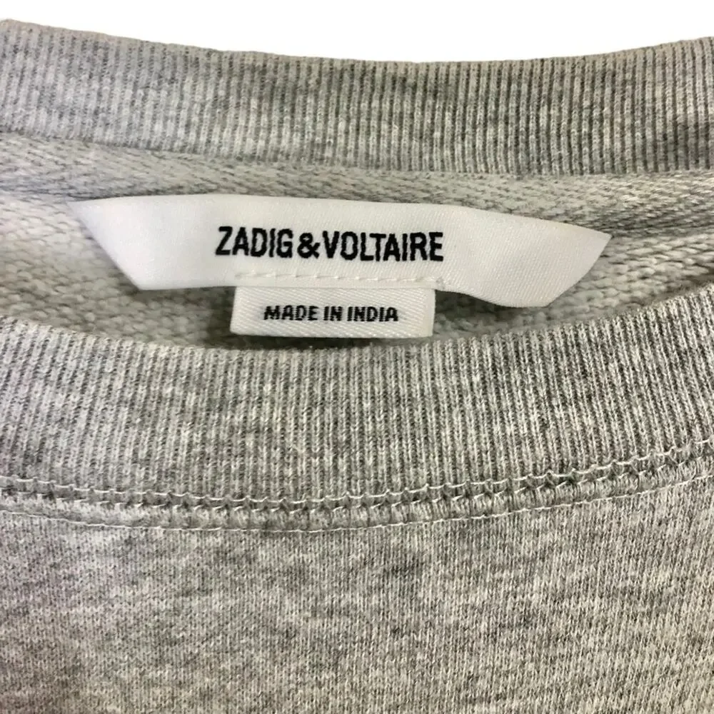 Zadig & Voltaire Love Embellished Cotton Sweatshirt Rhinestone Size Small - Picture 4 of 7